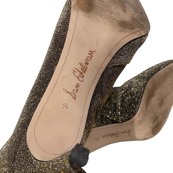 Sam Edelman Womens Side Zip Stiletto Metallic Knit Booties Gold Tone Size 7.5 - Picture 11 of 12